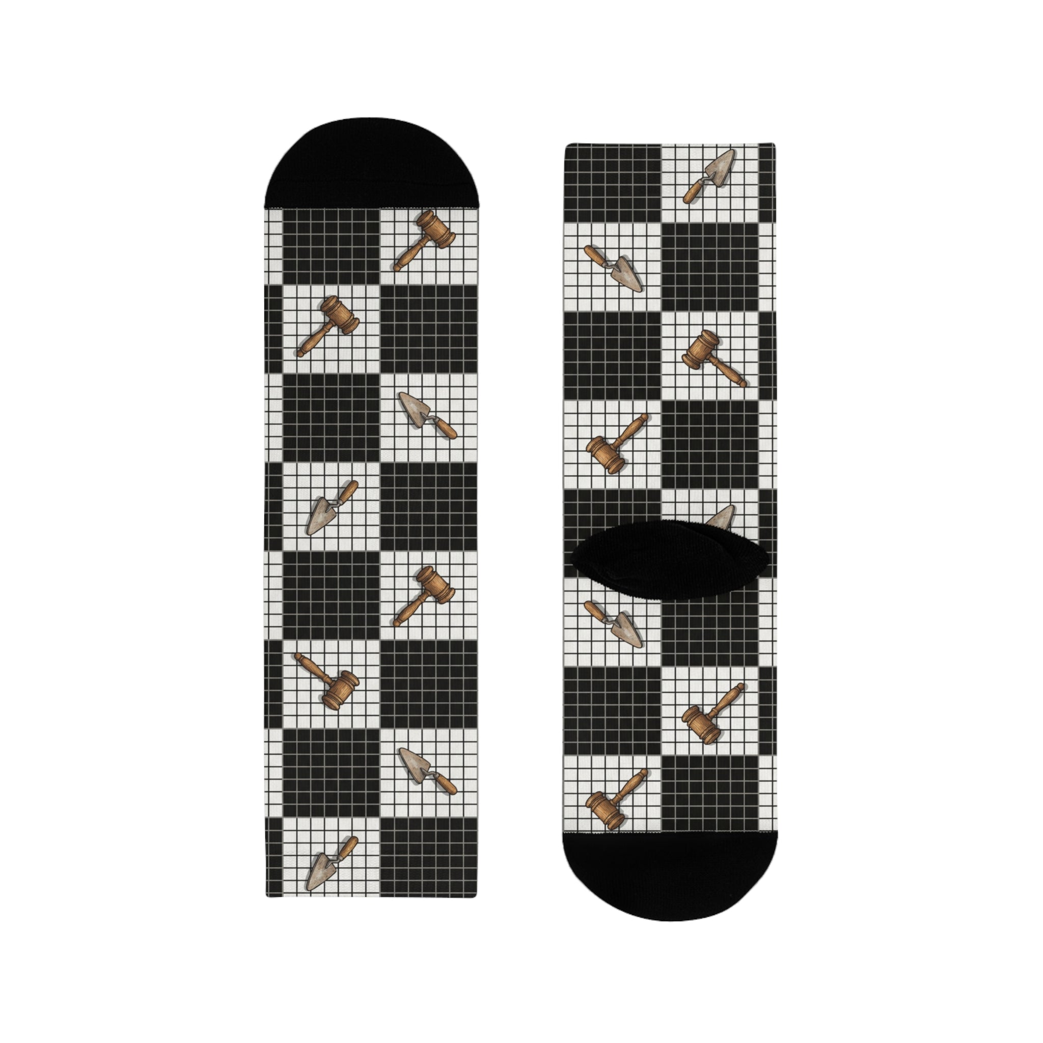 MASONIC CHEQUERED GAVEL NOVELTY CREW SOCKS
