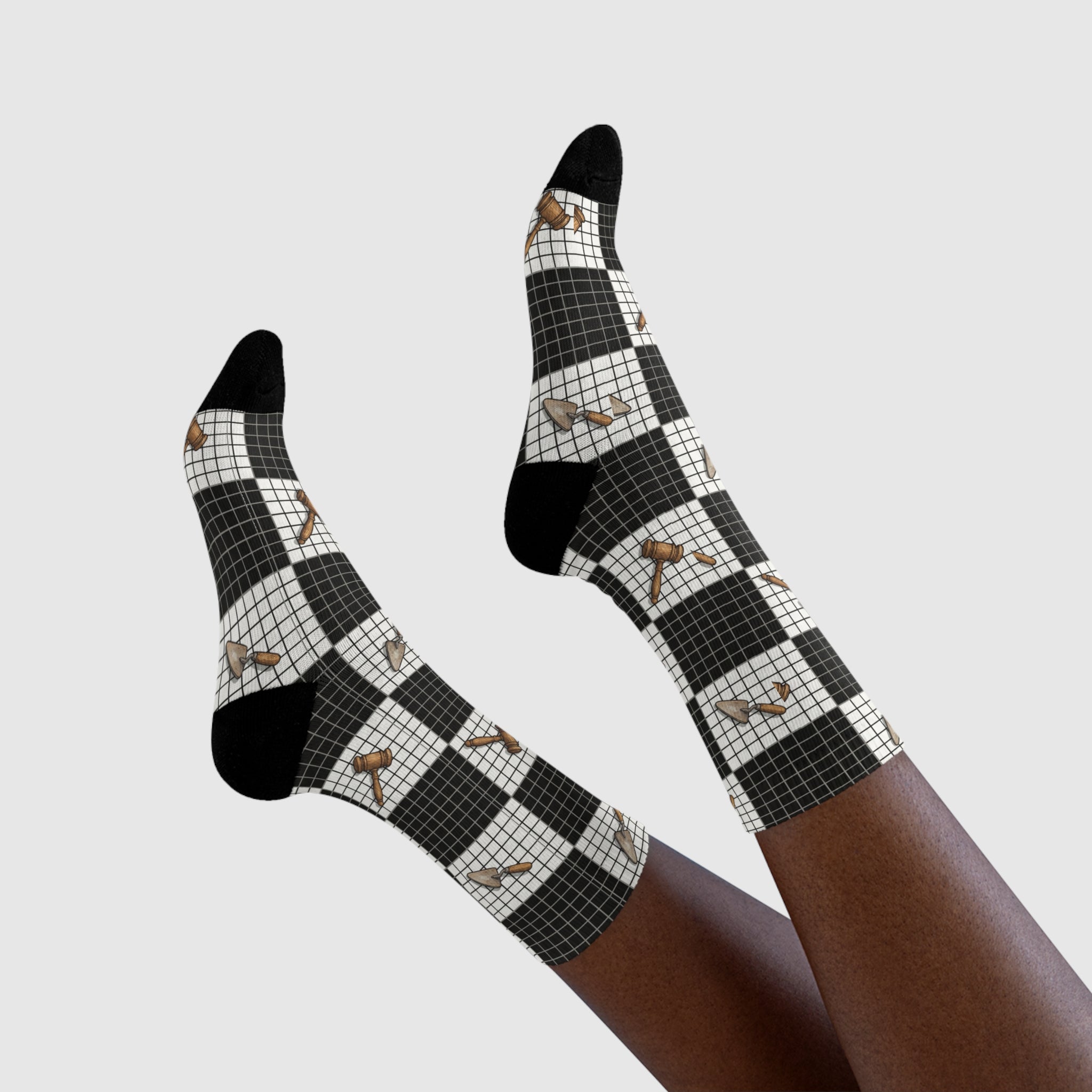 MASONIC CHEQUERED GAVEL NOVELTY CREW SOCKS