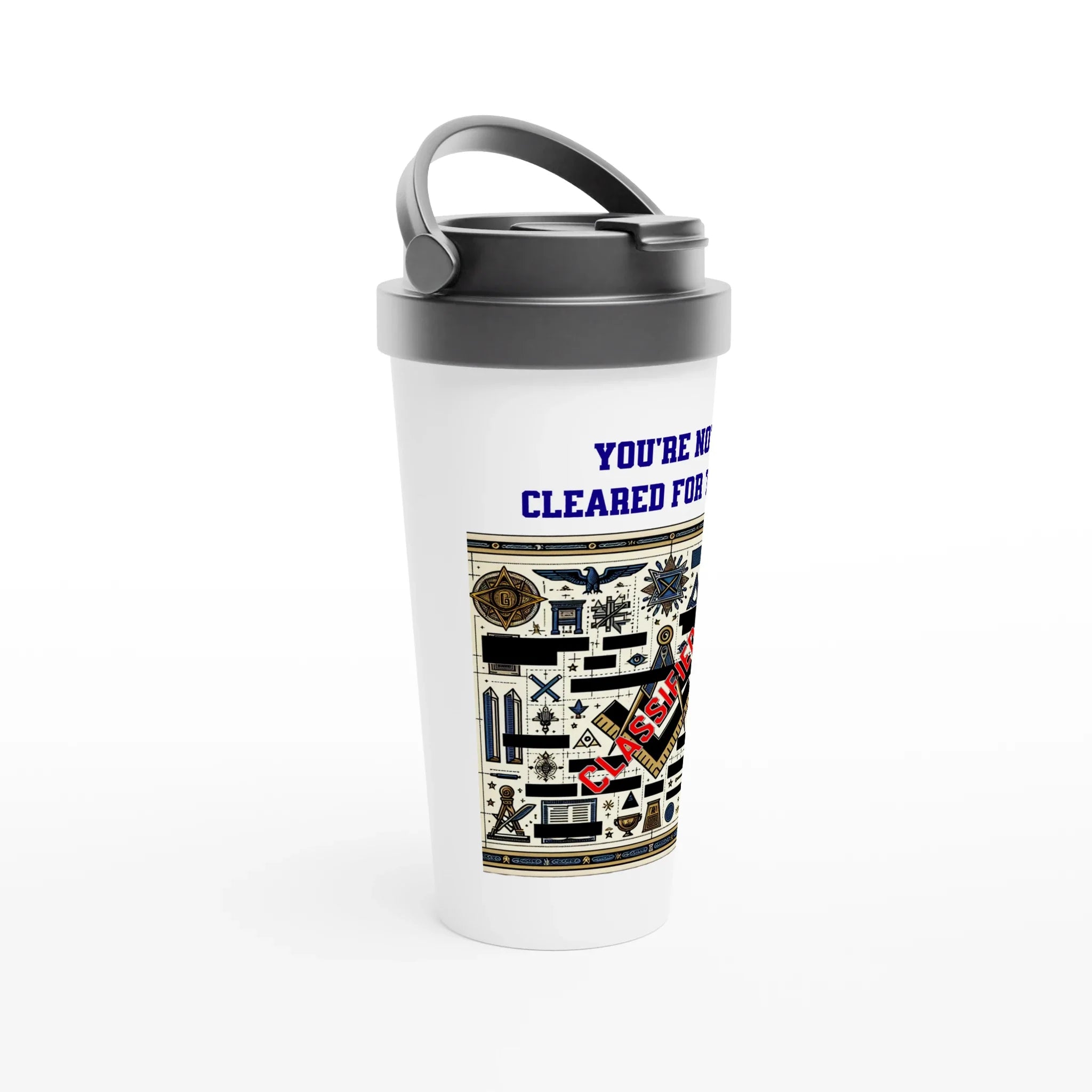 MASONIC SECRETS STAINLESS STEEL TRAVEL MUG
