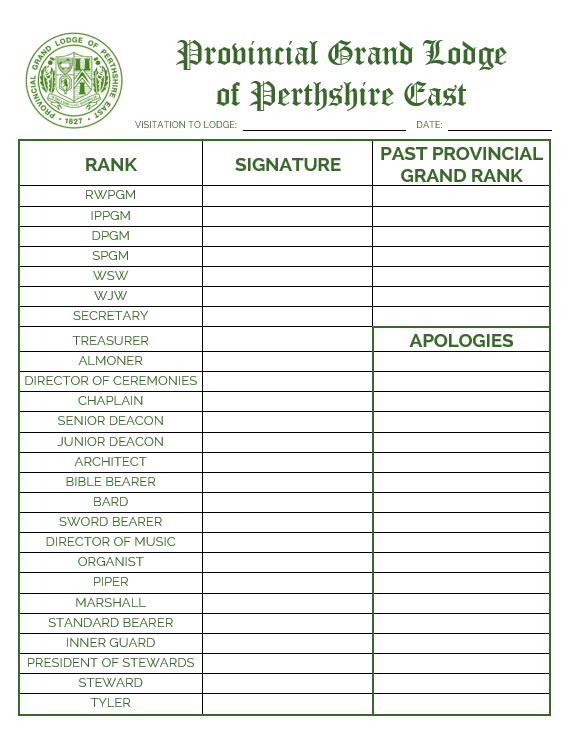MASONIC ATTENDANCE BOOK - CRAFT (Provincial Scotland)