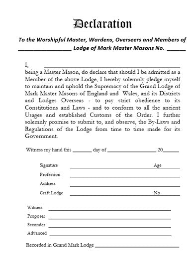 MARK MASONIC DECLARATION BOOK (A5)