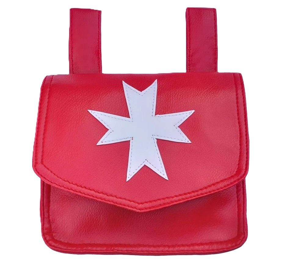 KNIGHTS OF MALTA LEATHER ALMS BAG - RED