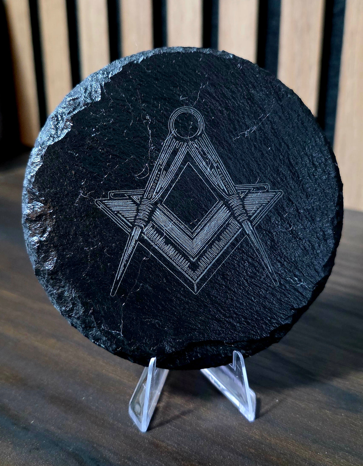 Square & Compasses - Masonic Engraved Slate Coaster