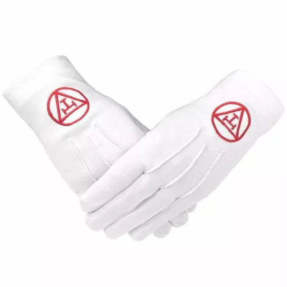 WHITE ROYAL ARCH COTTON GLOVES c/w TRIPLE TAU