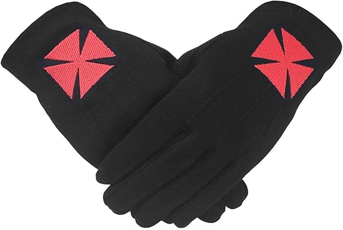 KNIGHTS TEMPLAR BLACK COTTON GLOVES