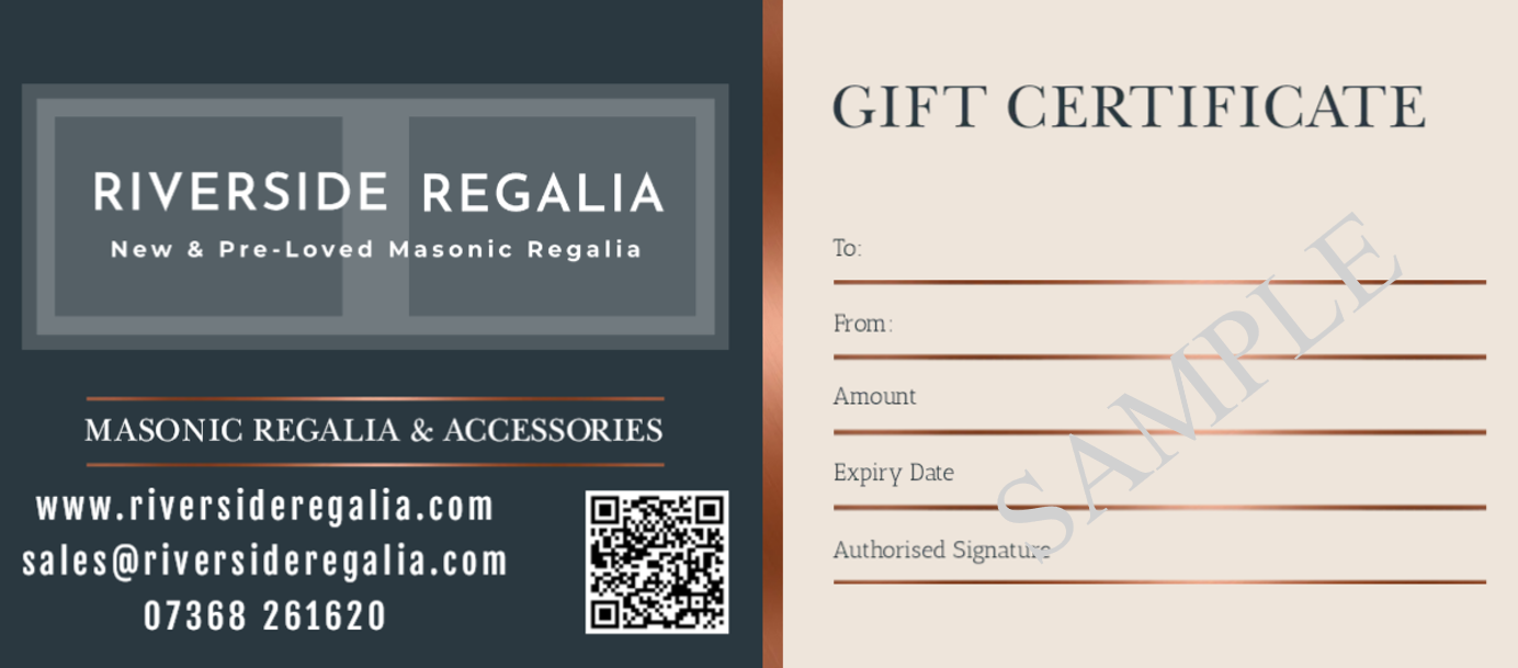 RIVERSIDE REGALIA GIFT CERTIFICATE - THE PERFECT PRESENT