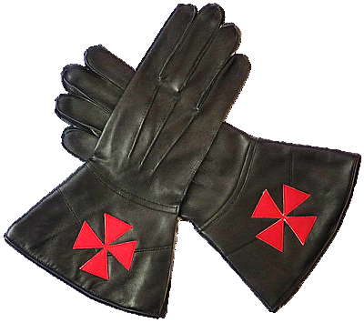 KNIGHTS TEMPLAR BLACK LEATHER GAUNTLETS