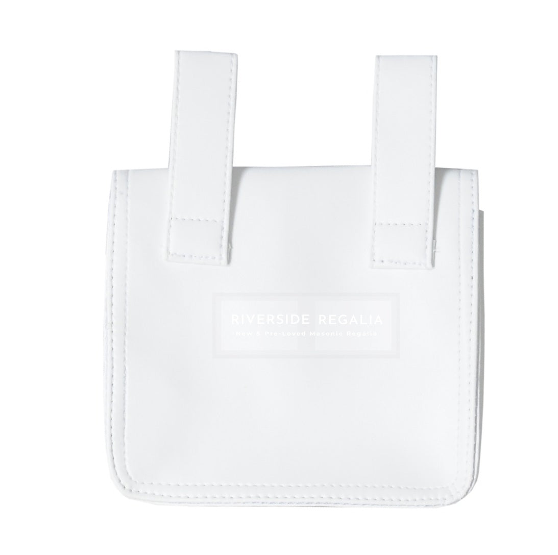 KNIGHTS TEMPLAR LEATHER ALMS BAG - WHITE