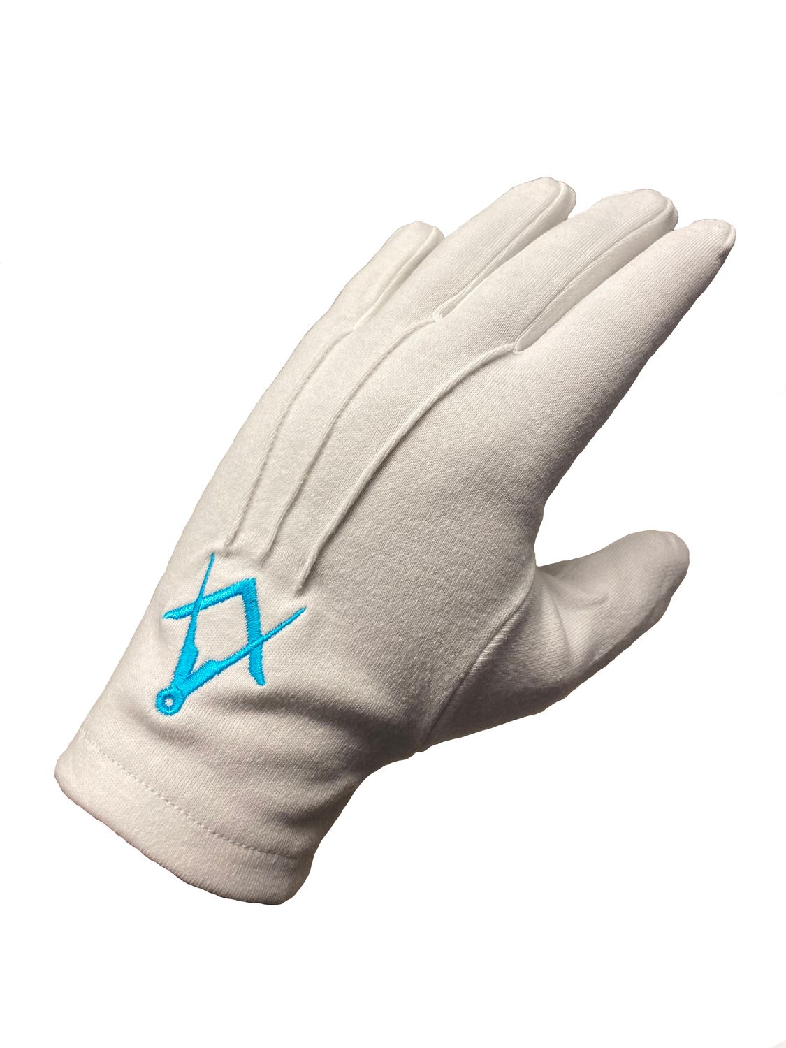 LADY FREEMASON WHITE CRAFT MASONIC COTTON GLOVES c/w SQUARE & COMPASSES