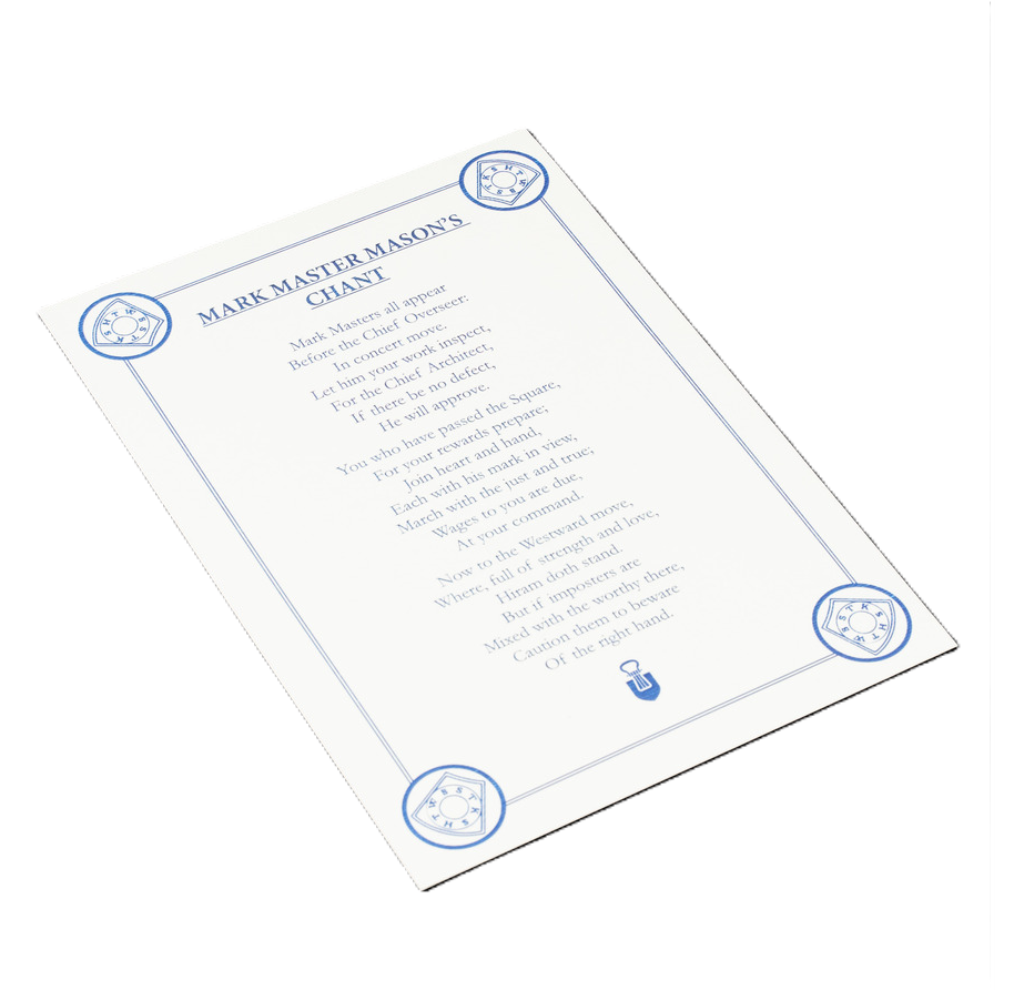 MARK MASTER MASONS CHANT CARD