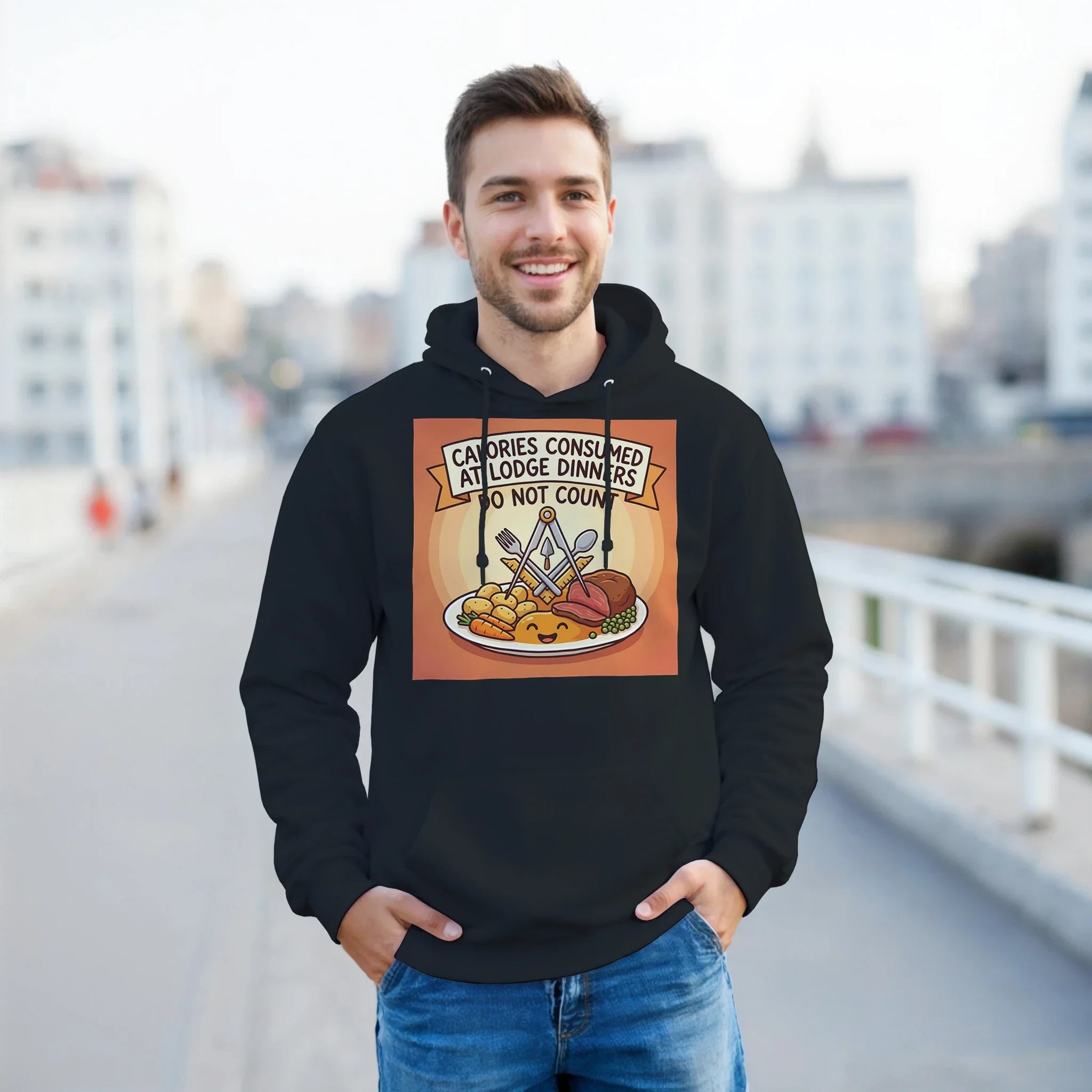 CALORIES CONSUMED AT DINNER - MASONIC HOODIE
