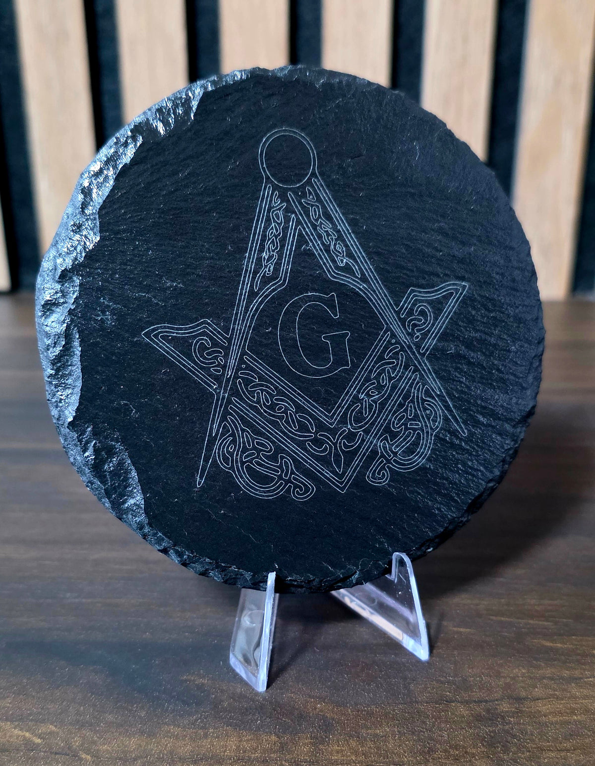 Square & Compasses with G - Masonic Engraved Slate Coaster (Copy)