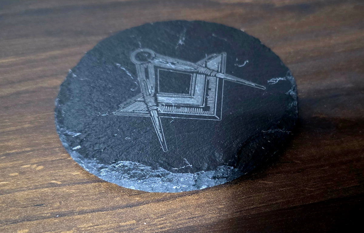 Square & Compasses - Masonic Engraved Slate Coaster